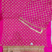Veeran Fashions Floral Symphony Red Chinon Unstitched Suit with Ombre Heavy Dupatta