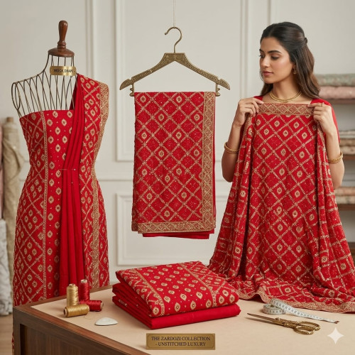 Veeran Fashions Floral Elegance Chinon Unstitched Suit with Ombre Dupatta Veeran Fashions Floral Elegance Chinon Unstitched Suit with Ombre Dupatta