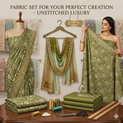 Veeran Fashions Crimson Garden Premium Chinon Unstitched Suit Set