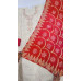 Elegant Off-White Chanderi Silk Unstitched Suit with Scalloped Red Dupatta