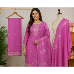 Veeran Fashions Magenta Pink Floral Cotton Unstitched Suit Set Veeran Fashions Magenta Pink Floral Cotton Unstitched Suit Set