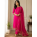Hot Pink Glass Silk Unstitched Boutique Suit with Heavy Border Dupatta Hot Pink Glass Silk Unstitched Boutique Suit with Heavy Border Dupatta