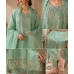 Pastel Mint Green Mal Cotton Unstitched Boutique Suit Set with Cutwork Details