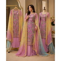 Lavender Heavy Embroidered Crape Unstitched Boutique Suit with Ombre Dupatta Lavender Heavy Embroidered Crape Unstitched Boutique Suit with Ombre Dupatta