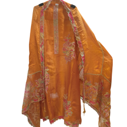 Marigold Bloom Chanderi Silk Suit Set