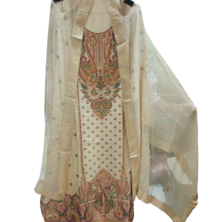 Cream Embroidered Suit Set