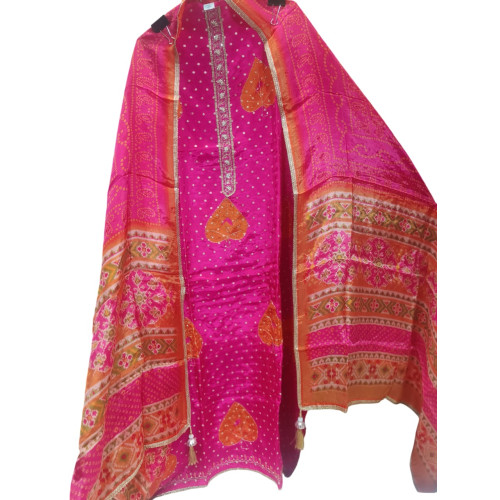 Royal Bandhej Silk Suit Set Royal Bandhej Silk Suit Set